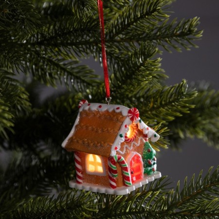 Christmas tree toy "House of sweets" 6 × 6.8 × 5.5 cm, from batteries, glow warm white