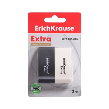 Set of Erasers 2 pieces Erich Krause, Sensor Black & White, 50 x 18 x 23 mm, soft, hypoallergenic, in blist-3