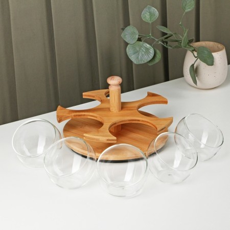 A set of glass salad bowls on a stand, 95 ml, size 23 × 13 cm-2