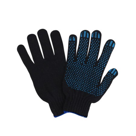 Garden gloves, x/b, knitting grade 10, 3 threads, size 9, with PVC dots, black-2