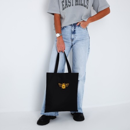Textile chover with embroidery Bee, 40x35 cm, black-10