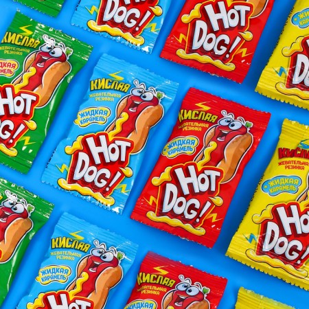 Acidic chewing gum with liquid caramel "hot dog" 15 g-1