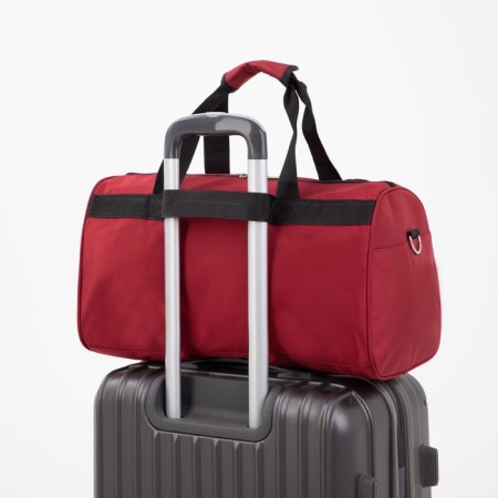 Sports bag with lightning, external pocket, suitcase holder, red color-3