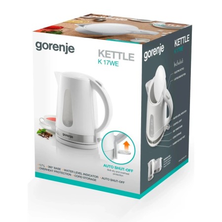 Gorenje K17WE kettle, metal/plastic, 1.7 l, 2200 watts, white/silver-3