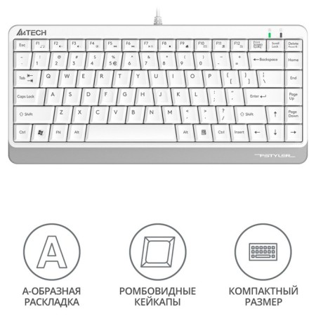 Keyboard A4Tech FSTYLER FKS11 White/Gray USB-1