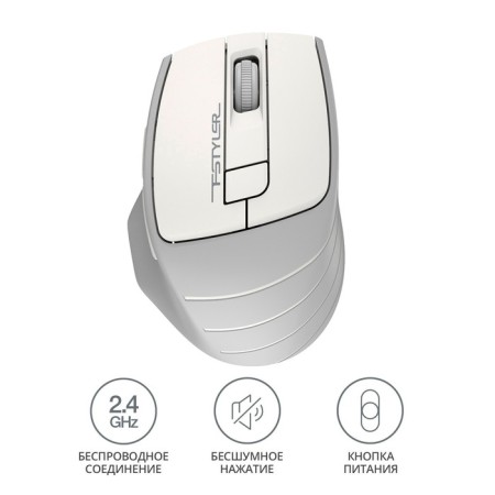Mouse A4Tech FSTYLER FG30S White/Gray optical (2000DPI) Silent Wireless USB (6but)-1