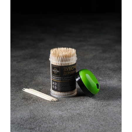 Toothpicks from Magistro birch, 200 pcs, plastic jar, dispenser cover-5