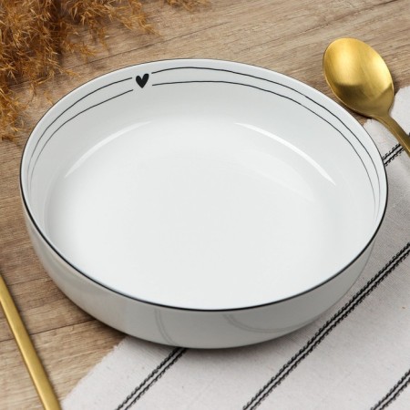 Deep plate ceramic "with love", 20 cm, 1000 ml, white color-1