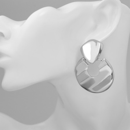 Earrings Metal "Geometry" disk, color silver-3