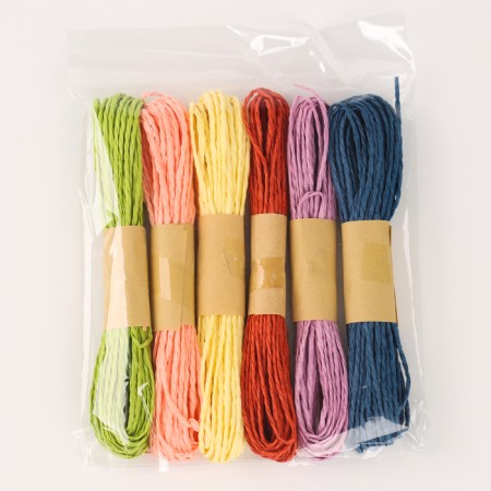 Rafia "Valley", length 1pc. - 10 m., Set 6 pcs., Mix color-2