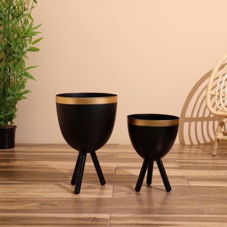 Kashpo on the stand "Blacks" metal (set 2 pcs), diameter 28 and 23 cm-1