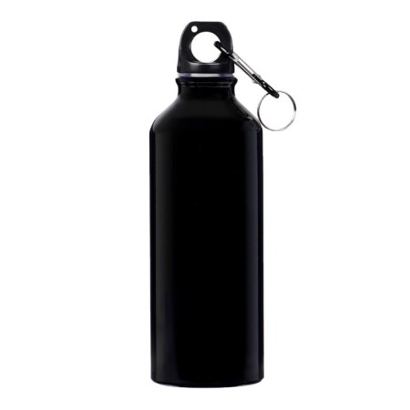 Water bottle, 500 ml, aluminum case, plastic, black-1