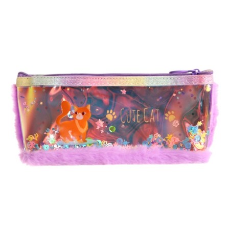 School pencil case with a zipper "cat", mix-2