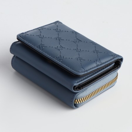 Women's wallet on the button, blue color-2