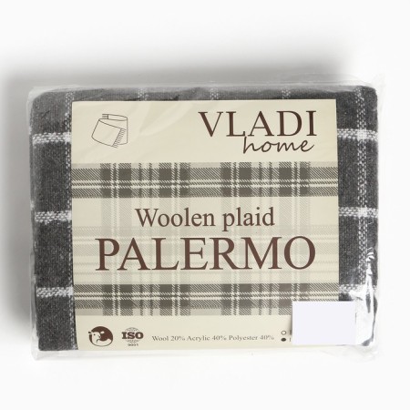 Palermo plaid 140x200cm, dark gray/white, wool 20%, pan 40%, polyester 40%-3