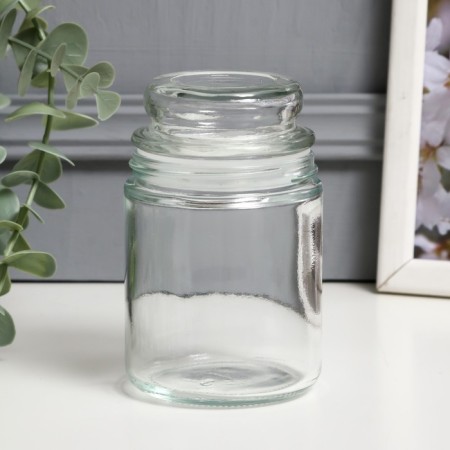Bank for candles glass with a lid is transparent 11x6.8x6.8 cm