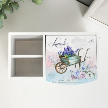 Casket wood with a mirror and stand "Lavender trolley" 10.8x18.5x10 cm-4