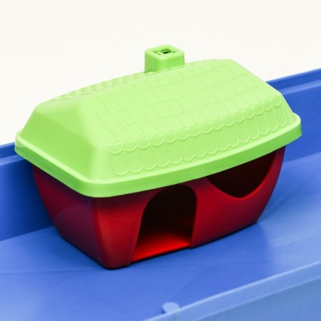 A cage for rodents with plastic shelves and filling, 36 x 23 x 34 cm, blue-5
