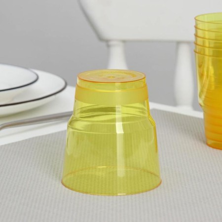 A glass of plastic disposable "Crystal", 200 ml, yellow color-1
