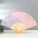 Fan bamboo, textile h = 21 cm "butterflies in sakura" lilac-pink, with a brush