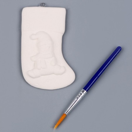 Christmas tree decoration for painting "sock" with a suspension, brush-1