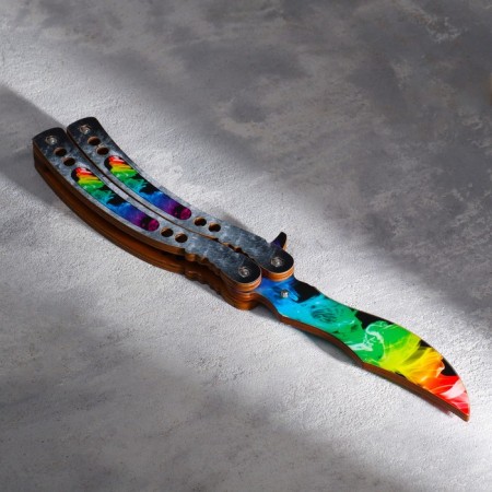 Wooden souvenir "Butterfly knife" rainbow-1