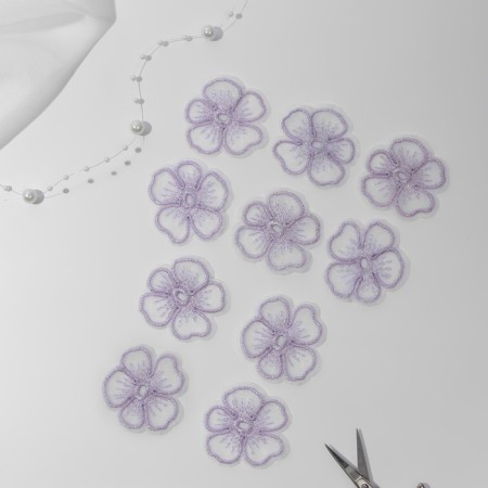 Knitted elements "Flowers", 4.2 × 4 cm, 10 pcs, lilac color/chameleon-1