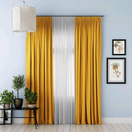 Set of curtains "Blackout", size 170 x 270 cm - 2 pcs, grab - 2 pcs, yellow