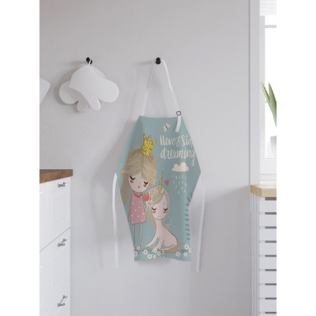 Apron of a kitchen with a photo print "Princess and a unicorn", adjustable, size OS-1