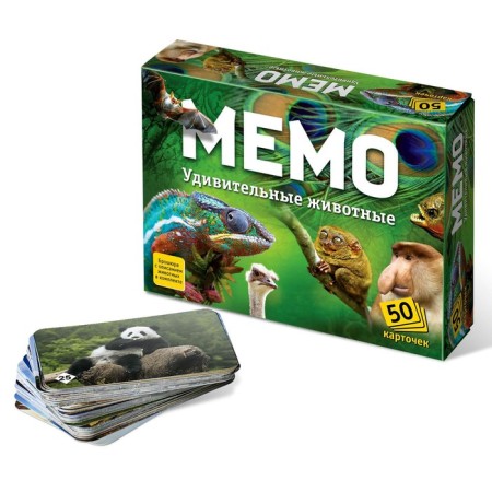 Board game "Memo. Amazing animals ", 50 cards + cognitive brochure