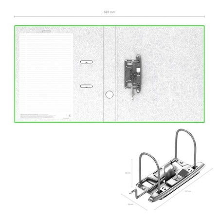A4, 50 mm registrar, Erichkrause Neon, collected, pocket for a spine, laminated cardboard, green-1
