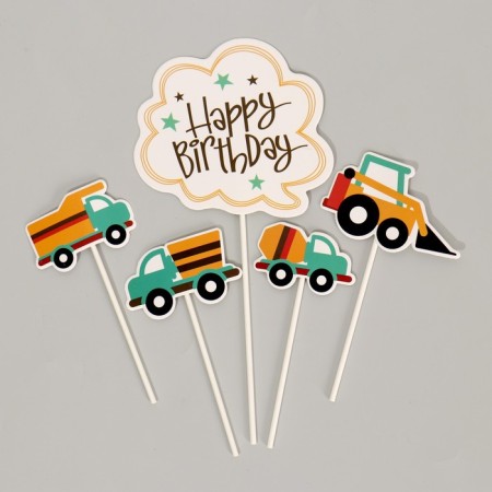 Topper "Happy Birthday. Transport ", 5 pcs.-1