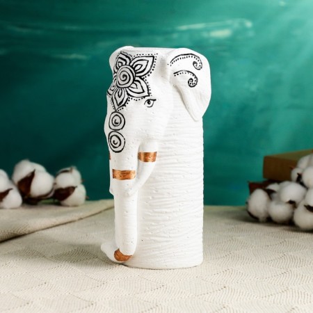 Figure "Elephant Hathi" White with painting, 20cm-1
