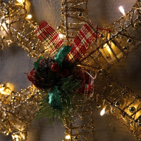 LED figure "Snowflake with beads" 50 cm, metal, 220 V, glow warm white-2