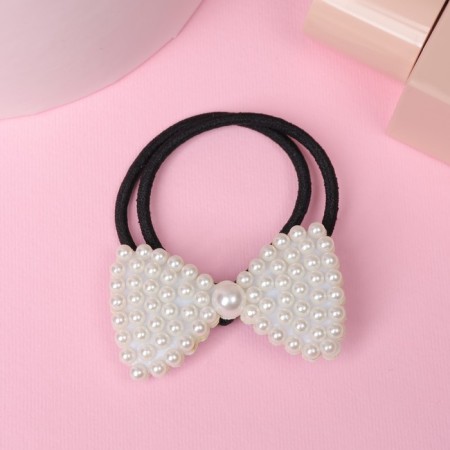 Hair elastic band "Pearl paradise" large bow-1