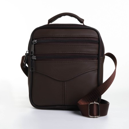 Male bag on lightning, long belt, brown color-1