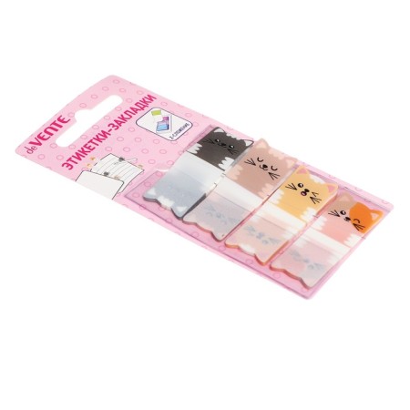 Bookmarks with adhesive edge, plastic, 15 x 44 mm, Devente Kitty Z, 4 colors x 20 sheets, in a blister-1