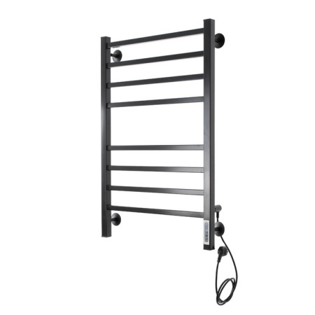 Domoterm electric heated towel rail "Quadro" P8, 500x800 mm, right, black matte
