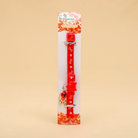 Fly collar "paw" luminous, with a bell and suspension, 30 x 1 cm, polyester, red 1067108-5