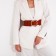 Women's belt, width 8 cm, elastic band, metal buckle, redhead red