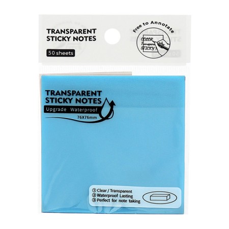 Block with a sticky edge of 76mm x 76mm 50l plastic transparent blue mother-3