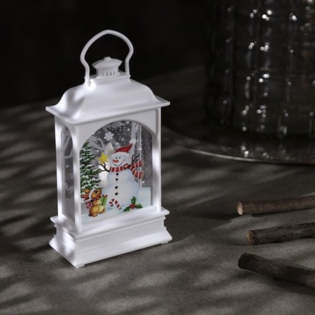 LED figure "Lantern with a snowman" 7 × 13 × 3.5 cm, plastic, batteries AG13x3, glow warm white-1