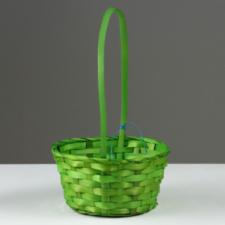 Wicker basket, d19 x 9 x 32 cm, green, bamboo-1