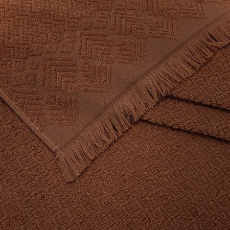 Terry towel "Romb", 450 g, size 70x130 cm, brown color-1