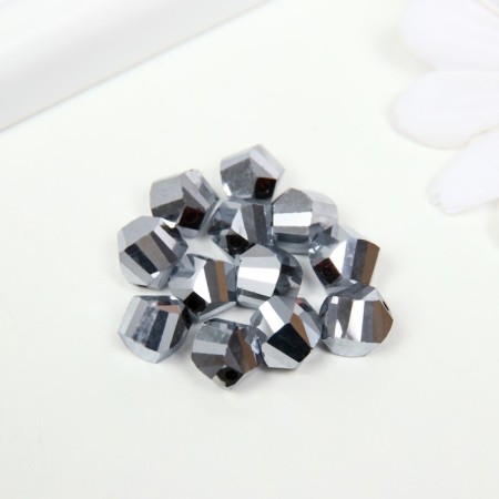 Busy glass, 10 mm, 12 pcs. silver-1