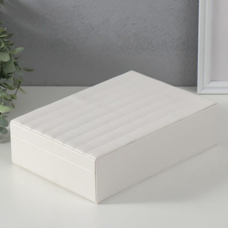 The casket to the leatherette for jewelry "Sleepy. Strips. Bant" White 17x24x7 cm-4
