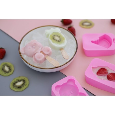 Form for ice cream shares "Mishutka", silicone, 14 × 8 × 2.5 cm, pink color-8