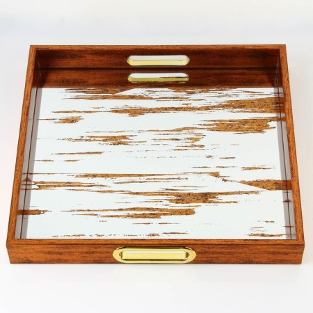 Plastic rectangular tray with a mirror "Strokes", 34 x 34 x 4.5 cm Soldier-15