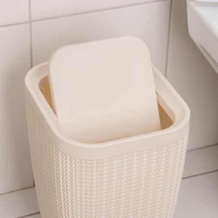 Garbage container "knitted weaving", 10 l, beige color-2