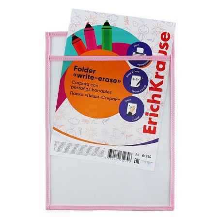 A4 drawing folder, Erichkrause "Write-Write", plastic, pink, in the bag-4